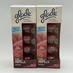 GLADE Scented Oil Candle Refills Apple‎ Cinnamon 2 Boxes 8 Candles New Sealed
